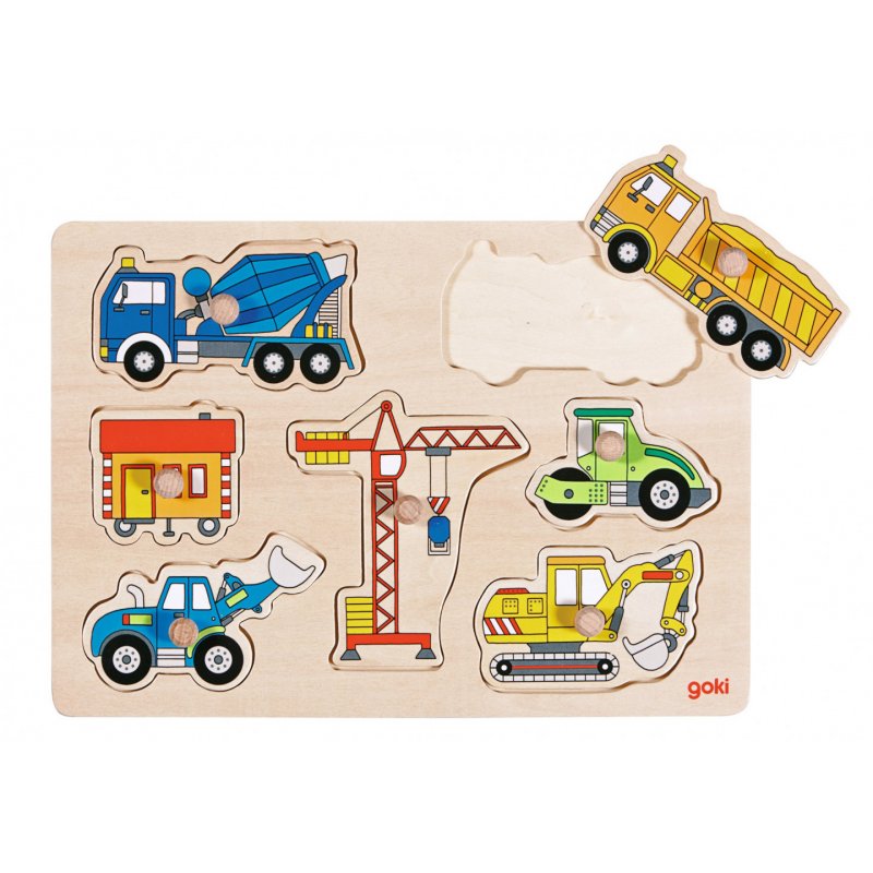GOKI - Building site vehicles, Lift out puzzle - (57593)