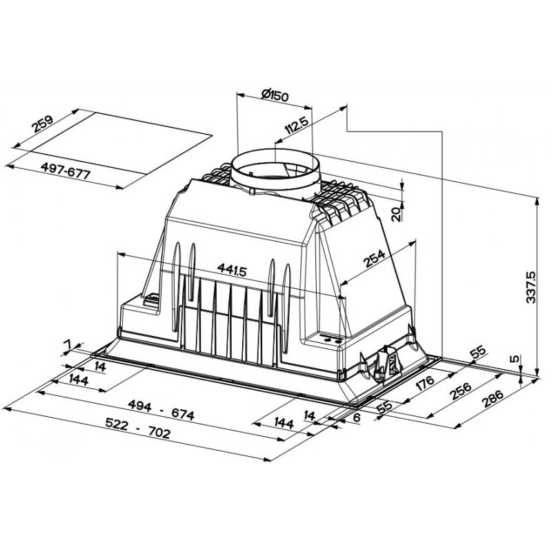 FABER S.p.A. Inka Plus HC X A52 Intégré Acier inoxydable 580 m³/h B