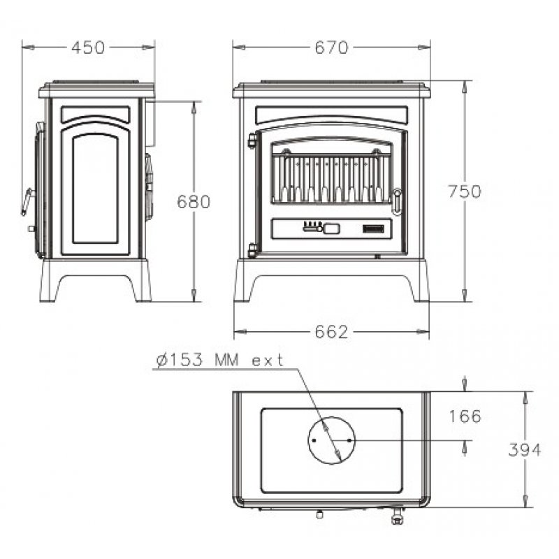 Godin Fonteval stove Freestanding Firewood Anthracite, Black