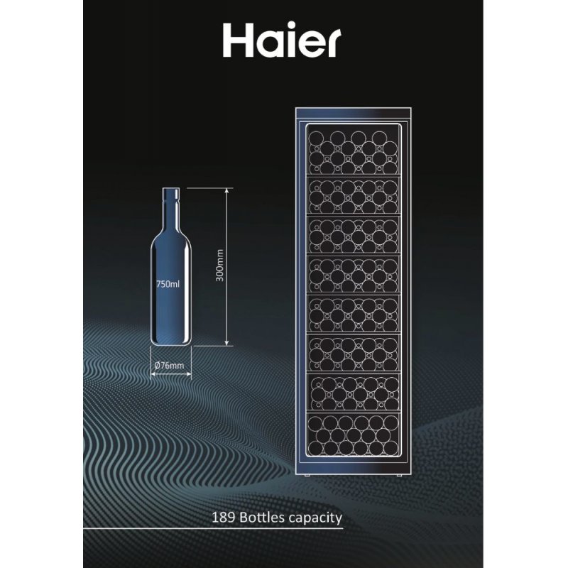 Haier Wine Bank 60 Serie 5 WS190GA Refroidisseur de vin compresseur Pose libre Noir 189 bouteille(s)