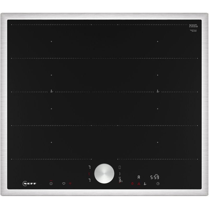 Neff T66STY4L0 plaque Noir, Acier inoxydable Intégré 60 cm Plaque avec zone à induction 4 zone(s)