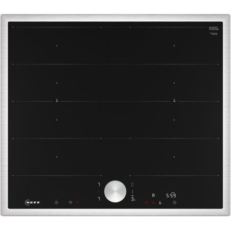 Neff T66STY4L0 plaque Noir, Acier inoxydable Intégré 60 cm Plaque avec zone à induction 4 zone(s)