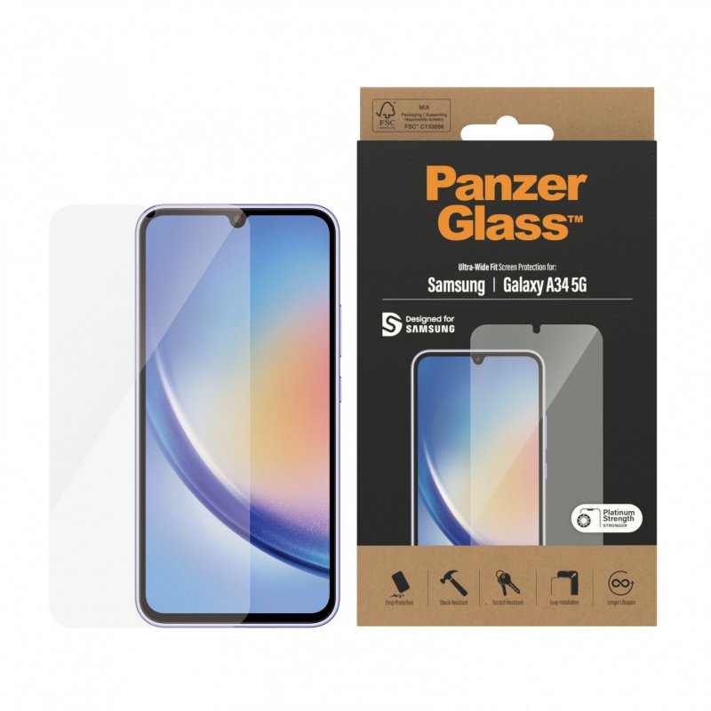 PanzerGlass ™ Screen Protector Samsung Galaxy A34 5G | Ultra-Wide Fit