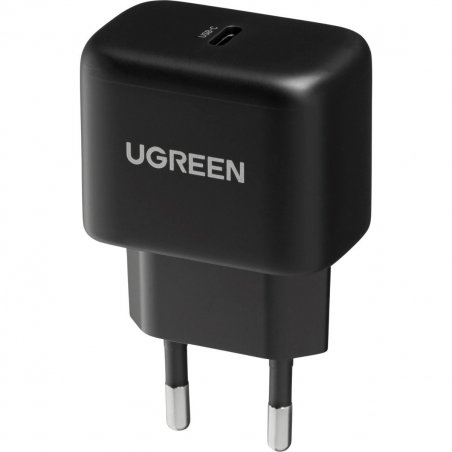 UGREEN USB-C 25W PD Wall Charger Ladegerät Schwarz Schnelllade-Protokolle, intelligenter Chip zum Schutz vor