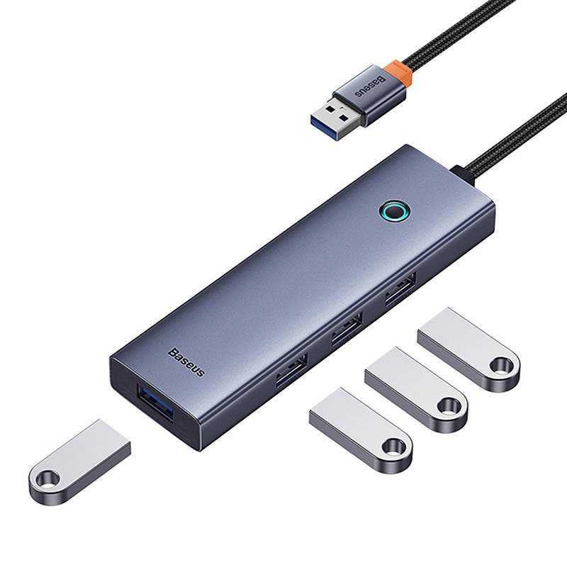 4in1 Hub Baseus UltraJoy USB-A do 4xUSB 3.0 (space grey)