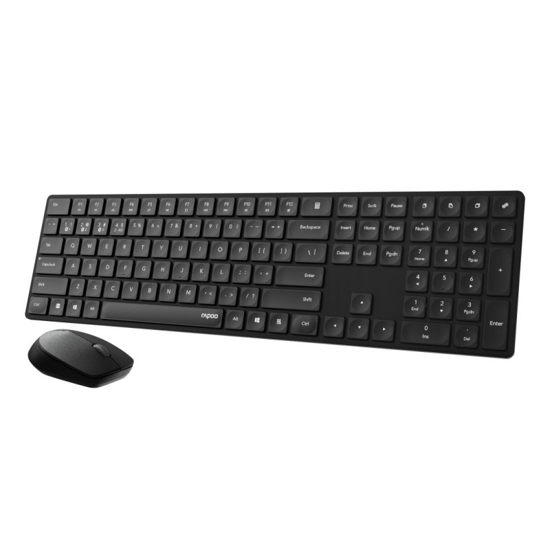 Rapoo 8020M keyboard Mouse included Bluetooth QWERTZ German Black