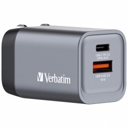 Chargeur secteur Verbatim GNC 1x port USB-A 1x port USB-C 35W (Noir)