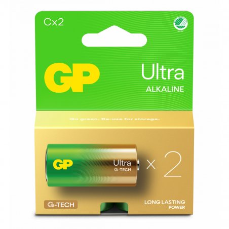 GP - Ultra Alkaline C Batteries, 14AU/LR14, 1.5V, 2-Pack