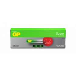 GP - Super Alkaline AAA Batteries, 24A/LR03, 1.5V, 12-Pack