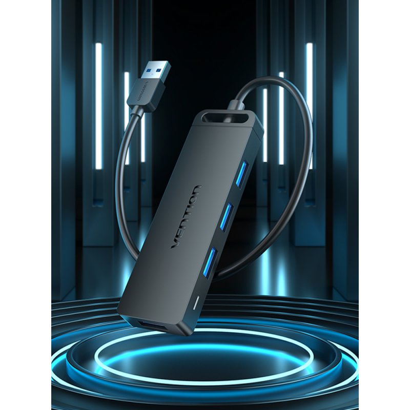 Vention CHLBD hub & concentrateur USB 3.2 Gen 1 (3.1 Gen 1) Type-A 5000 Mbit/s Noir