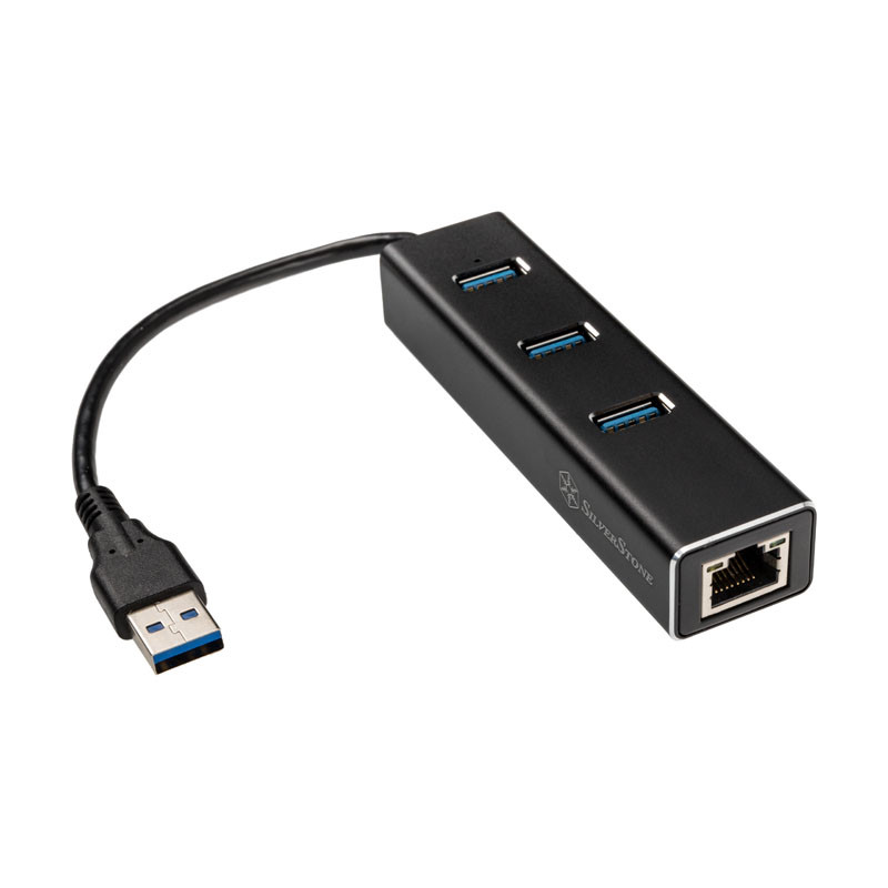 Silverstone SST-EP04 3-Port USB 3.0 Hub mit Gigabit Ethernet - schwarz
