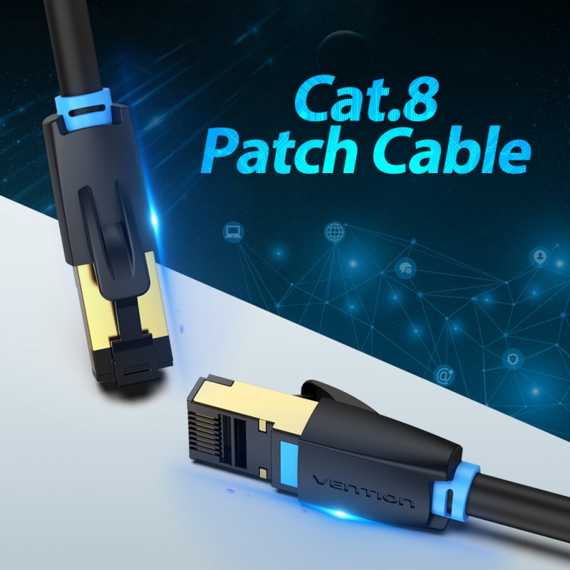 Vention IKABH câble de réseau Noir 2 m Cat8 S/FTP (S-STP)