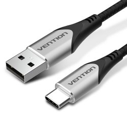 Vention Cotton Braided USB 2.0 A Male to C Male 3A Cable 0.5M Gray Aluminum Alloy Type