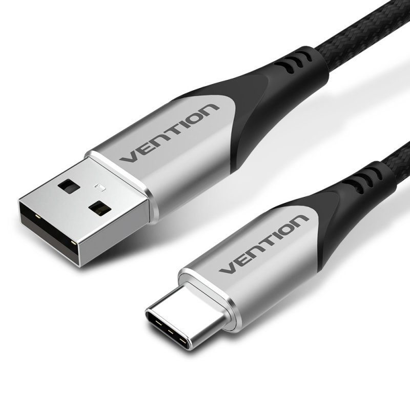 Vention Cotton Braided USB 2.0 A Male to C Male 3A Cable 0.5M Gray Aluminum Alloy Type