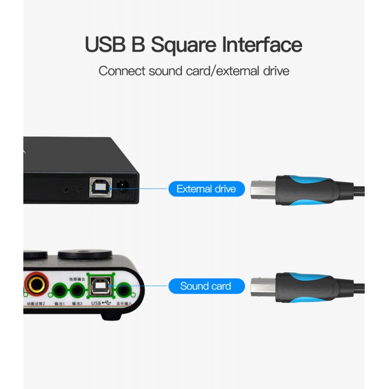 Vention USB2.0 A Male to B Male Print Cable 1M Black