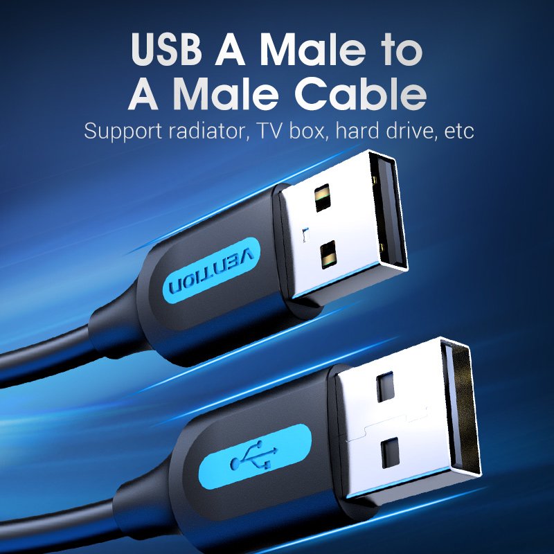 Vention USB 2.0 A Male to A Male Cable 2M Black PVC Type