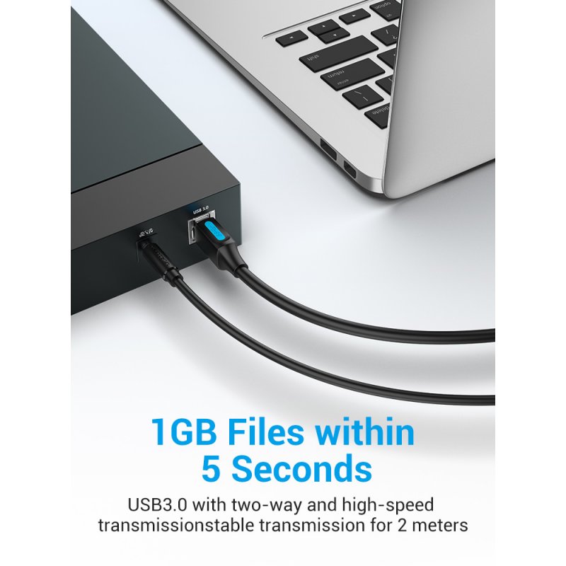 USB 3.0 A to B cable Vention COOBF 1m Black PVC