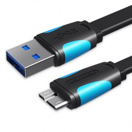 Flat USB 3.0 A to Micro-B cable Vention VAS-A12-B025 0.25m Black