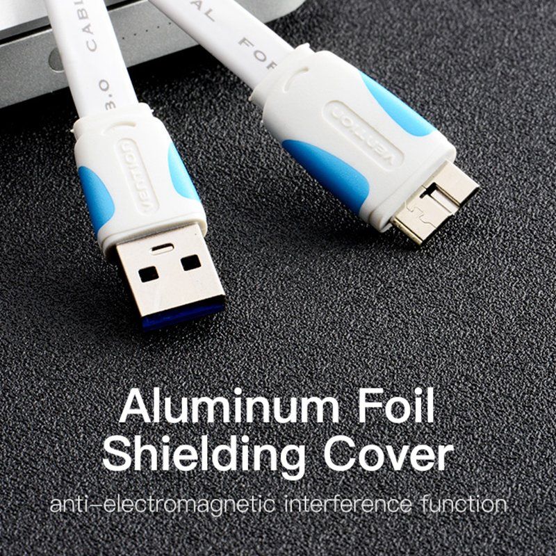 Vention Flat USB3.0 A Male to Micro B Male Cable 0.25M Black