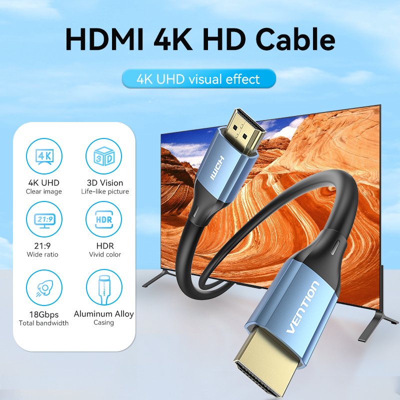 HDMI 4K HD Cable 1m Vention ALHSF (Blue)