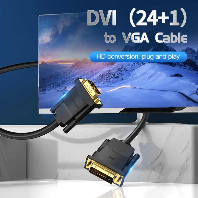Vention EABBG câble vidéo et adaptateur 1,5 m DVI VGA (D-Sub) Noir