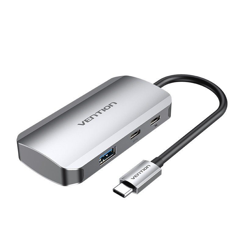 USB-C to USB-C Docking Station, 3x USB3.0, PD 0.15m Vention TNDHB, gray