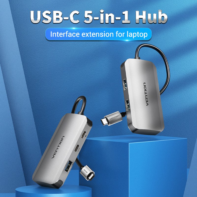 Vention TNDHB hub & concentrateur USB Type-C 5000 Mbit/s Gris