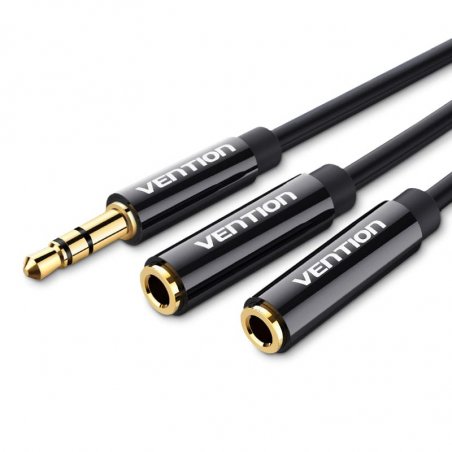 Stereo Splitter 3.5mm Male to 2x 3.5mm Female 0.3m Vention BBSBY Black