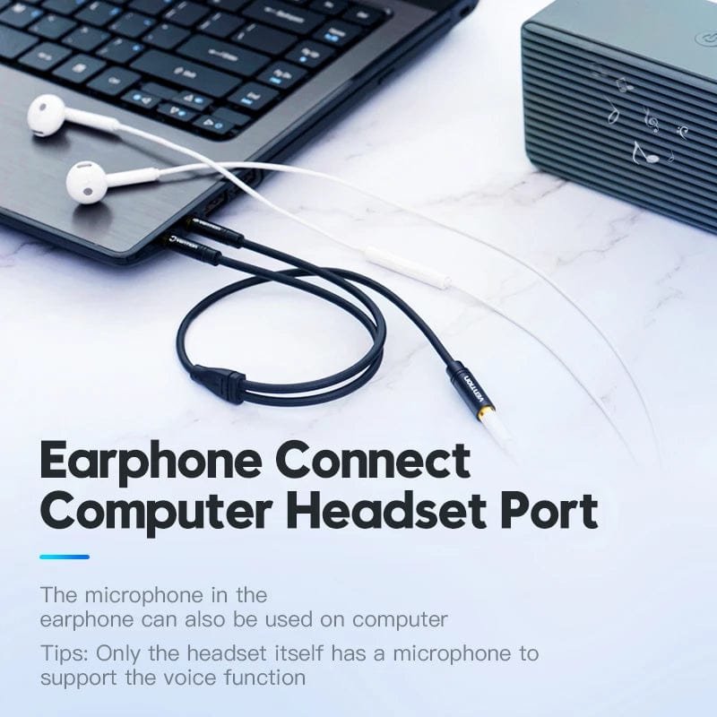 2x 3.5mm Male to 4-Pole Female 3.5mm Audio Cable 0.3m Vention BBTBY Black