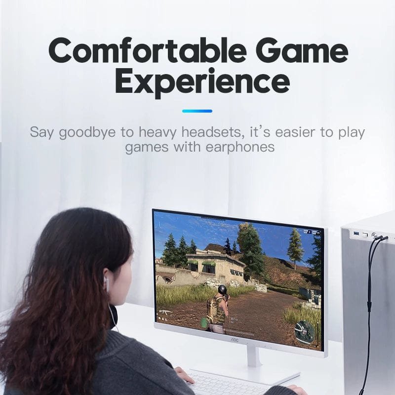 Vention 2*3.5mm Male to 4 Pole 3.5mm Female Audio Cable 0.3M Black ABS Type