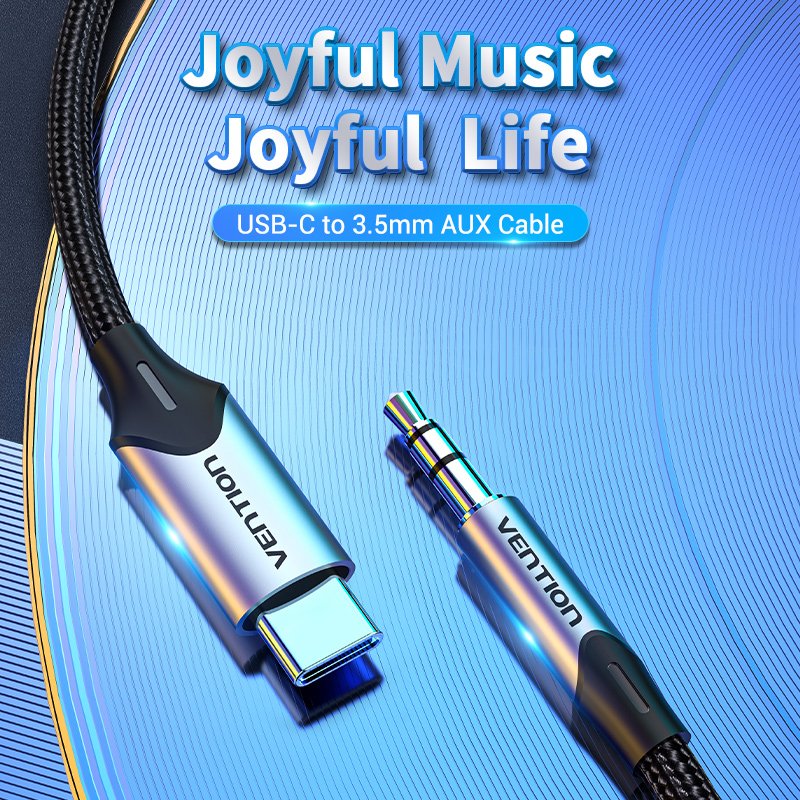 Vention USB-C Male to 3.5MM Male Cable 1M Gray Aluminum Alloy Type