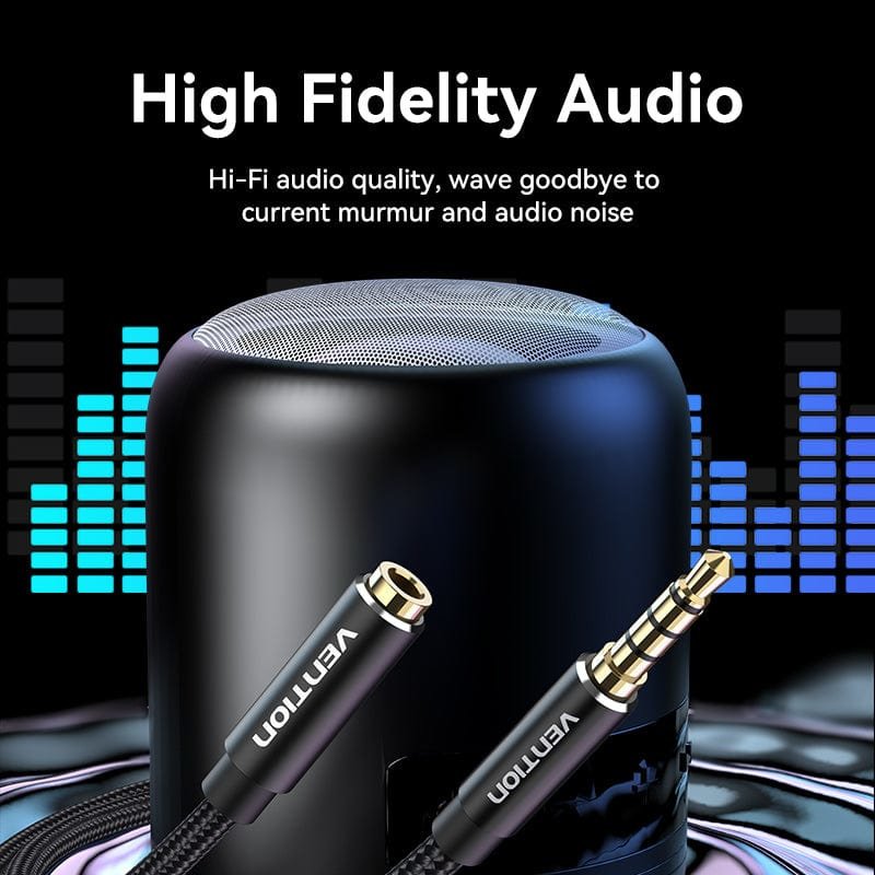 TRRS 3.5mm Male to 3.5mm Female Audio Extender 1m Vention BHCBF Black