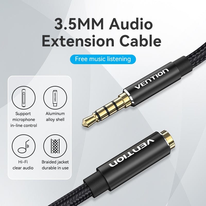 Vention BHCBI câble audio 3 m 3.5mm TRRS Noir