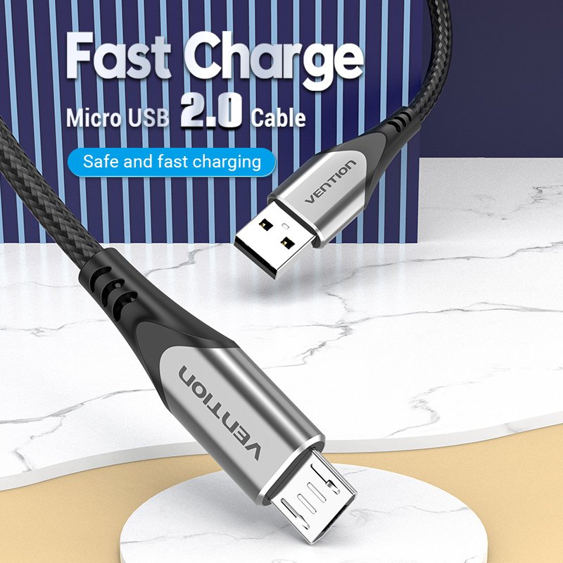 USB 2.0 A to Micro-B 3A cable 0.5m Vention COAHD gray