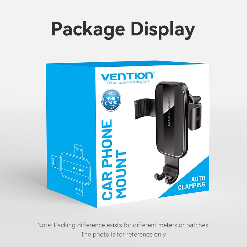 Vention Auto-Clamping Car Phone Mount With Duckbill Clip Black Square Fashion Type