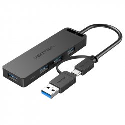 USB 3.0 4-Port Hub with USB-C and USB 3.0 2-in-1 Interface and Power Adapter Vention CHTBB 0.15m