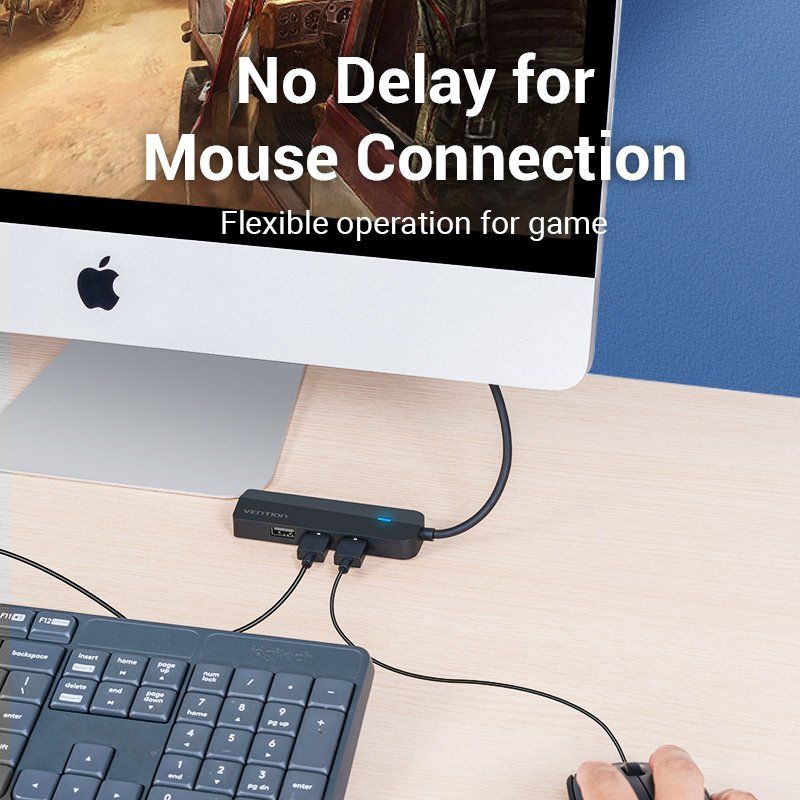 USB-C to 3x USB 2.0, RJ45, Micro-B Hub Vention TGOBB 0.15m, Black