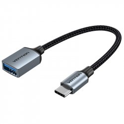 Vention USB 3.0 C Male to A Female OTG Cable 0.15M Gray Aluminum Alloy Type