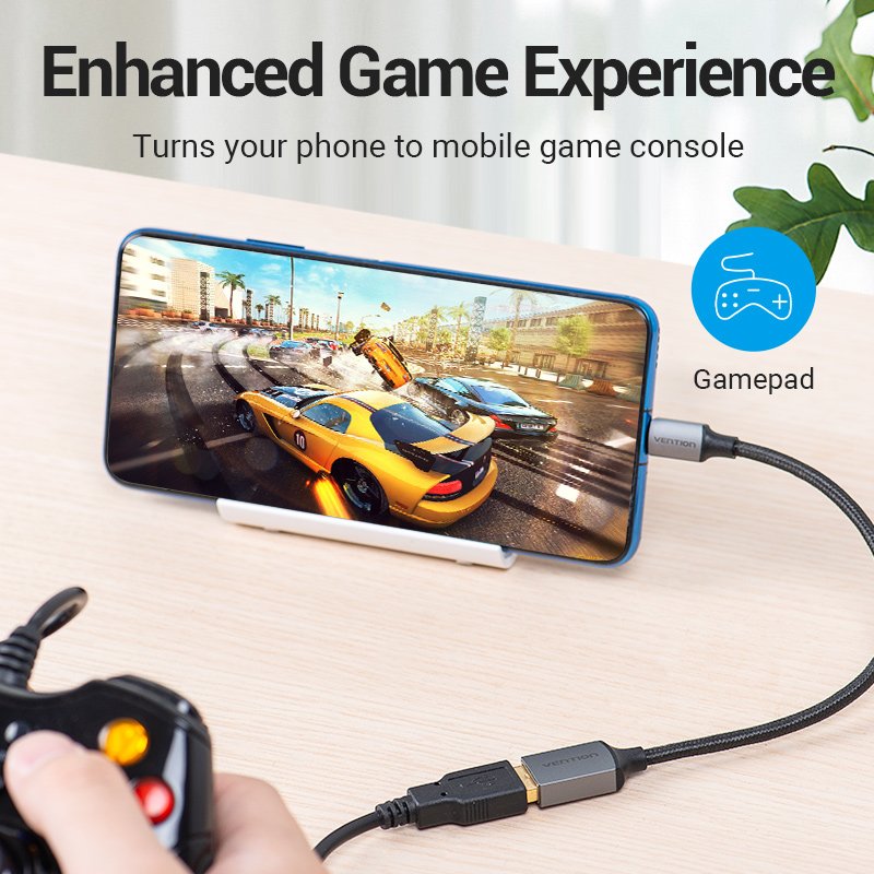 Vention USB 3.0 C Male to A Female OTG Cable 0.15M Gray Aluminum Alloy Type