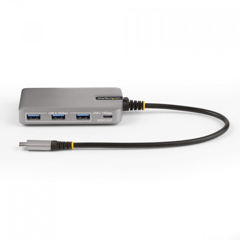 4-PORT USB-C HUB W/USB-C VIDEO - 3X USB-A/1X USB-C FOR LAPTOPS