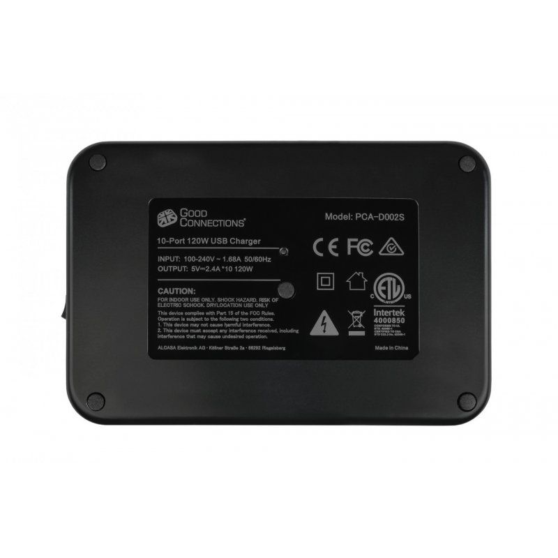 USB-Schnellladestation 120 Watt, 10 Port (schwarz, 10x USB-A)