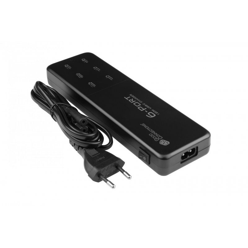 USB-Schnellladestation 120 Watt, 6-Port (schwarz, PD 3.0, QC 4 , USB-C)
