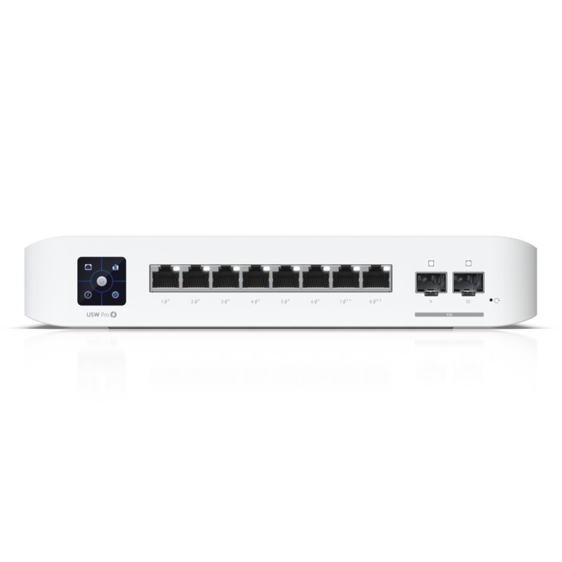 Ubiquiti Switch UniFi 8xRJ45 GBit/2xSFP Managed PoE 120W Wall-Mountable, 1,3" Touchscreen