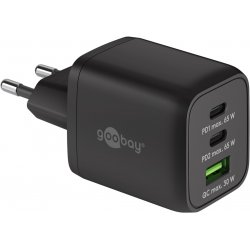 Chargeur secteur Goobay Multiport Nano 1x port USB-A 2x ports USB-C 65W (Noir)