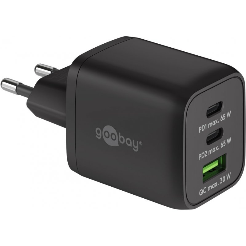 Goobay 64753 chargeur d'appareils mobiles Écouteurs, Smartphone, Tablette Noir Secteur Charge rapide Intérieure