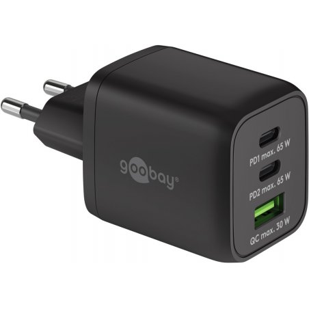 Goobay 64753 chargeur d'appareils mobiles Écouteurs, Smartphone, Tablette Noir Secteur Charge rapide Intérieure