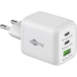 Chargeur secteur Goobay Multiport Nano 1x port USB-A 2x ports USB-C 65W (Blanc)