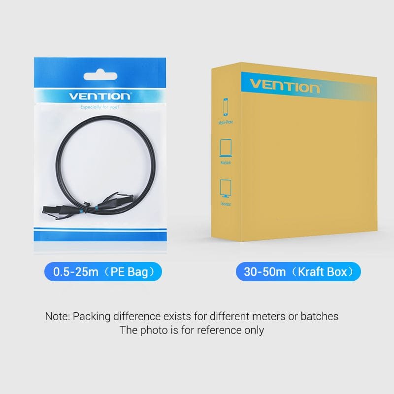 Vention Flat Cat.6 UTP Patch Cable 8M Black