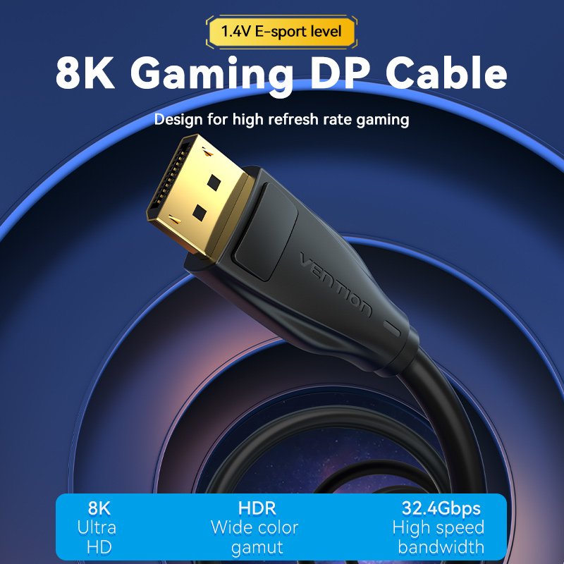 Vention DP 1.4 Male to Male HD Cable 8K 2M Black