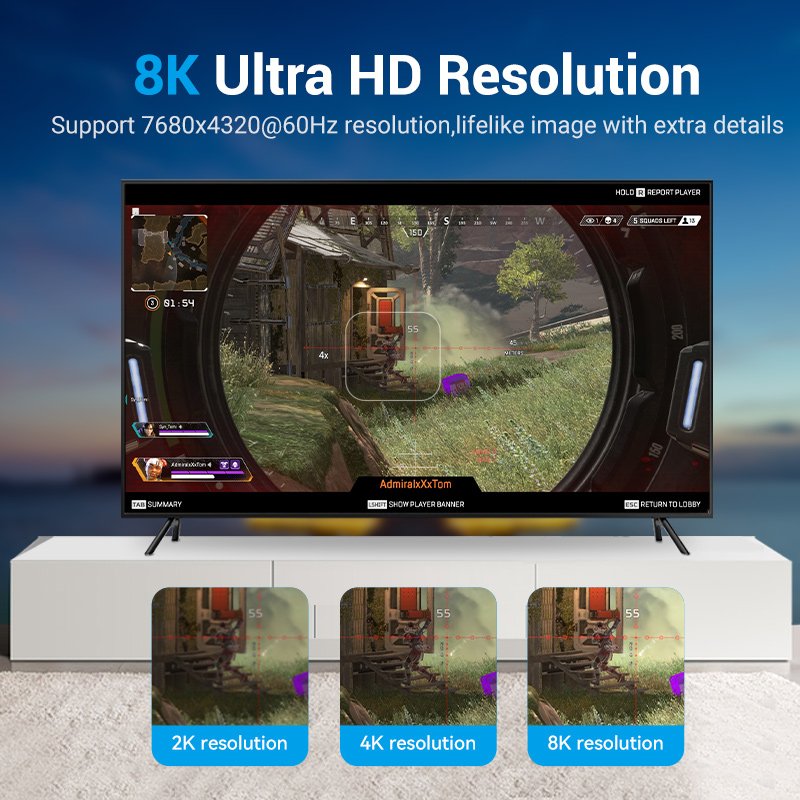 DisplayPort 1.4 HD 8K Cable 2m Vention HCDBH (Black)